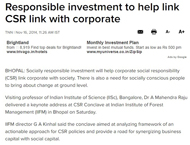 Responsible investment to help link CSR link with corporate